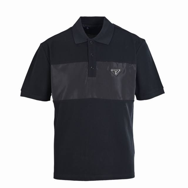 High version Prada Prd patchwork triangle logo short-sleeved Polo shirt Made of