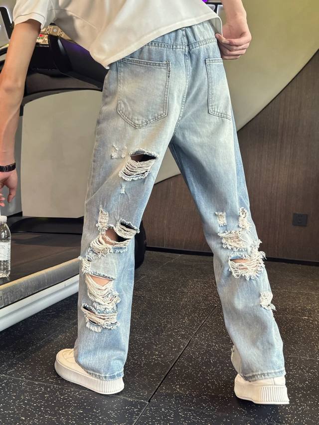 Style No. Xk3369 American-style reverse-ripped jeans, summer Hiphop high street