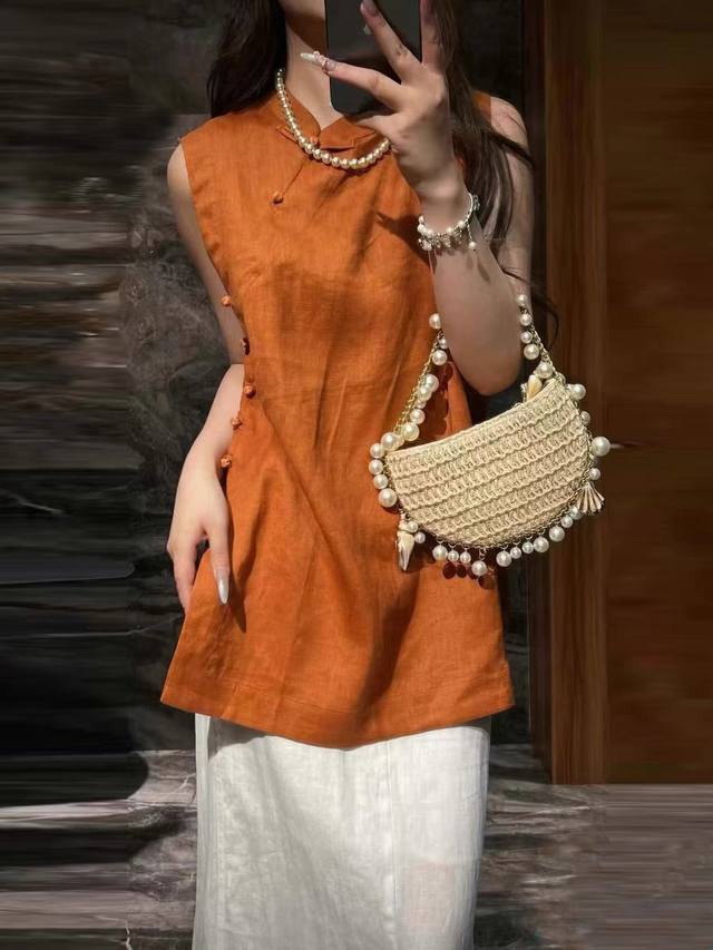 Set Heavy recommendation! 100% linen fermented washed new Chinese style two-piec