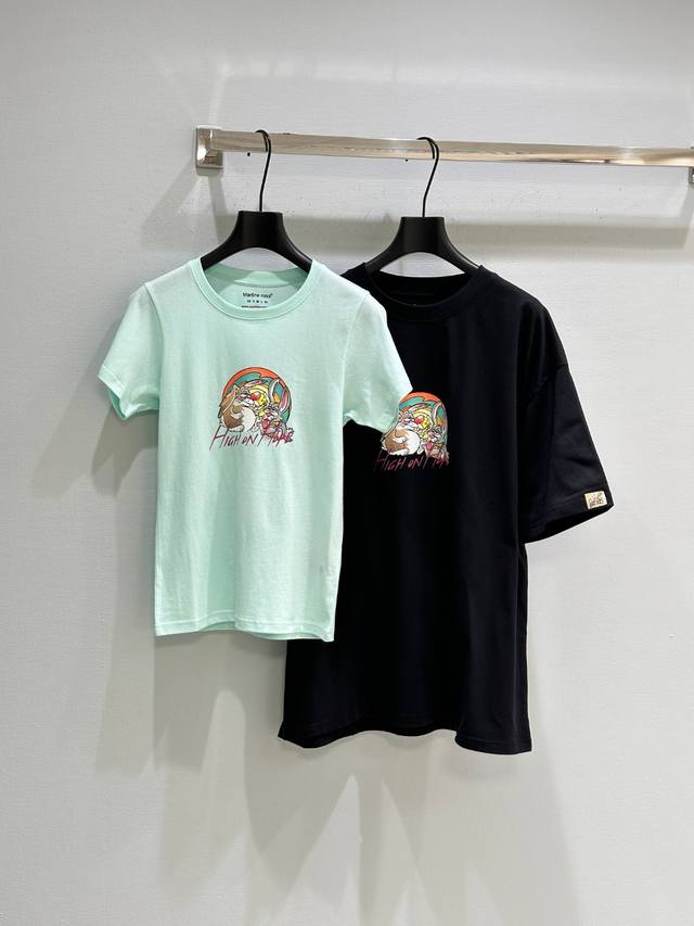 25Ss Summer new arrival! Bugs Bunny printed short-sleeved T-shirt with shoulder