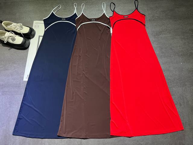 Pp Miumi**MiaoMiao dress, 25 new Mf5683 elastic leisure medium-length suspender