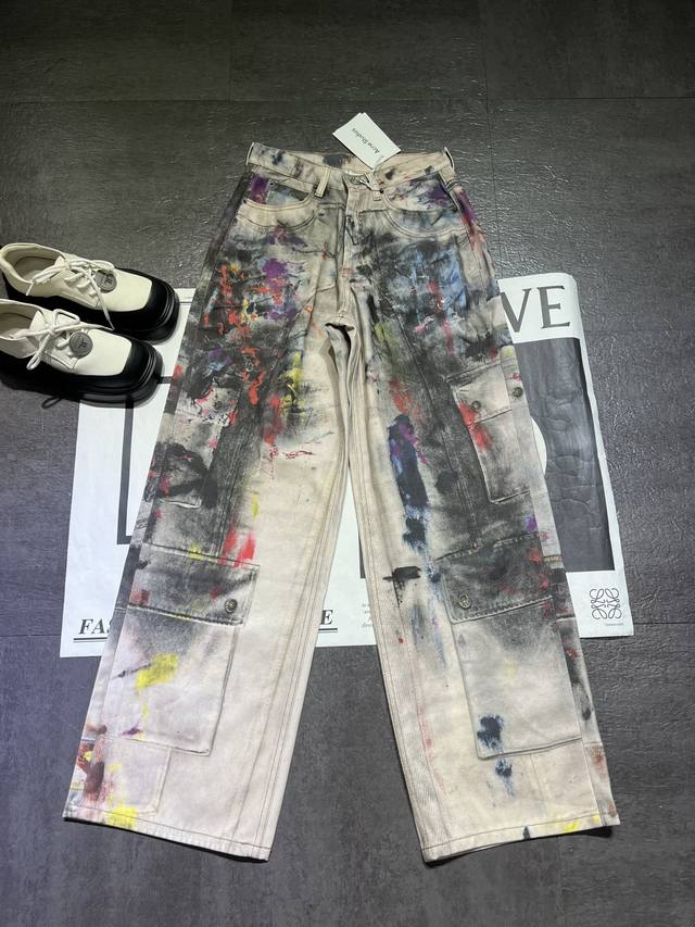 Pp New Acne Studi*1981 distressed graffiti dirty jeans trousers are out, heavy c