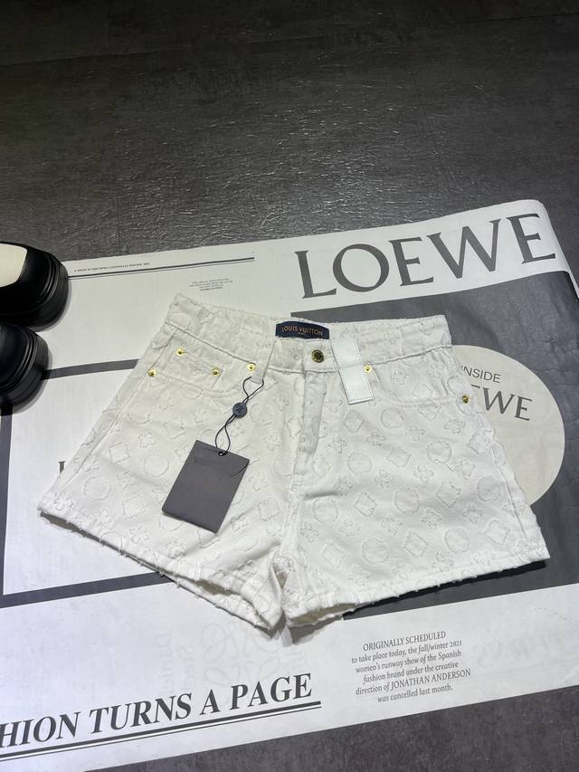 Pp V full-print jacquard white shorts, customized Yb twill cotton fabric, jacqua