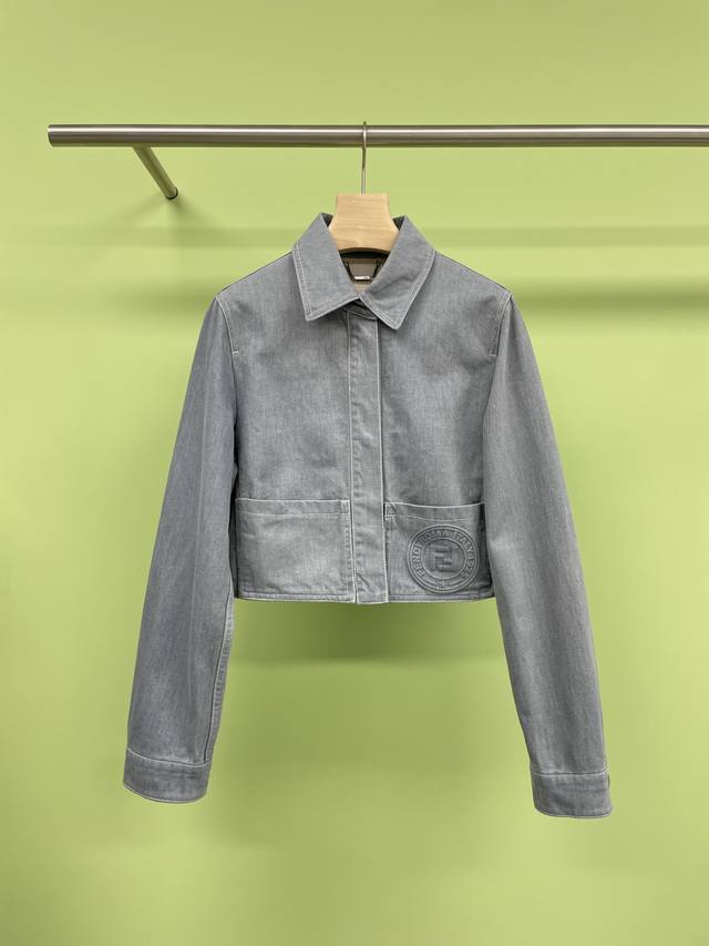 Fendi 2025 spring and summer new denim short jacket, made of imported cotton den