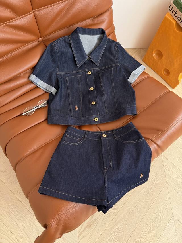 25 New Pony Logo embroidered denim series, a set of tops with cuffed hems + A-li