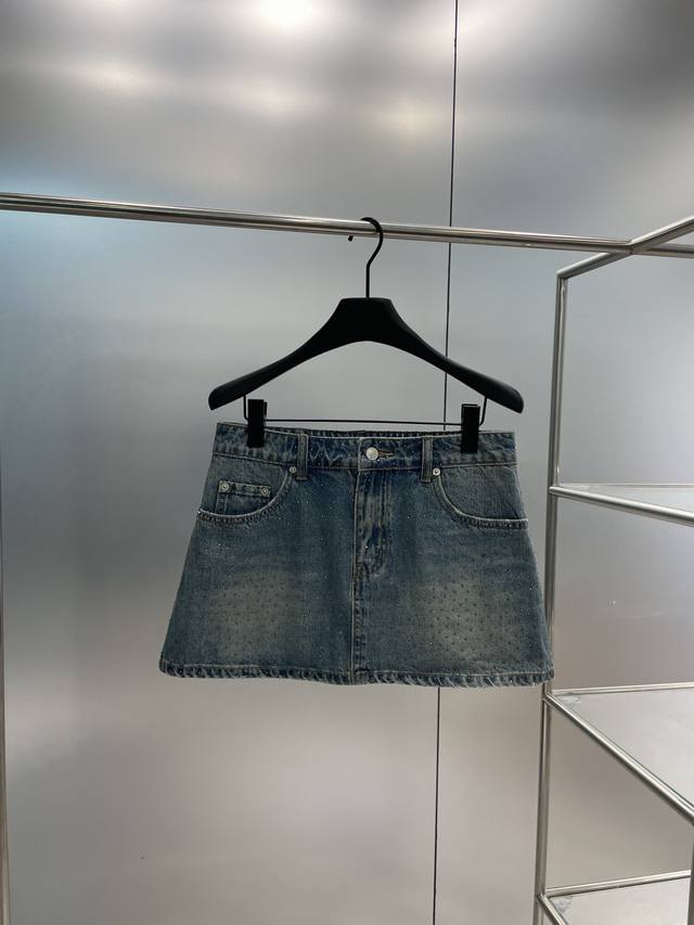 23 New arrival full diamond washed denim mini skirt Japanese denim cotton unisex