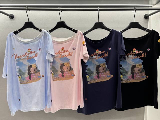 2680 Spring And Summer ! Selala*Gu & Hello Kitty one-shoulder T-shirt, Cartoon p