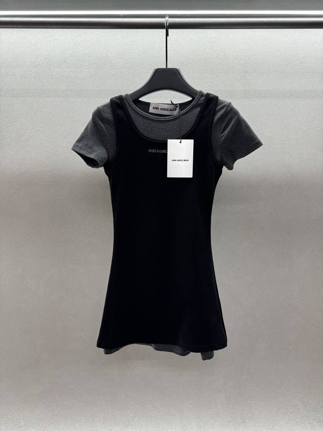 2680 Spring And Summer ! Ann's two-piece slim-fitting wrap dress, black and grey