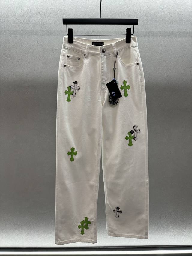 2680 Spring And Summer ! Crochet heart cross straight trousers, imported cotton