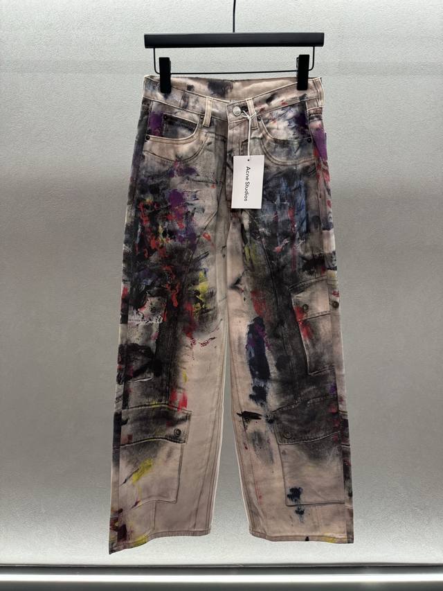 2680 Spring And Summer ! Acn*, summer pants, ink-splashed jeans, summer wear wit