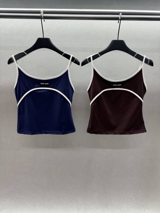 2680 Spring And Summer ! Miumi* camisole, Slim fit camisole with contrasting col