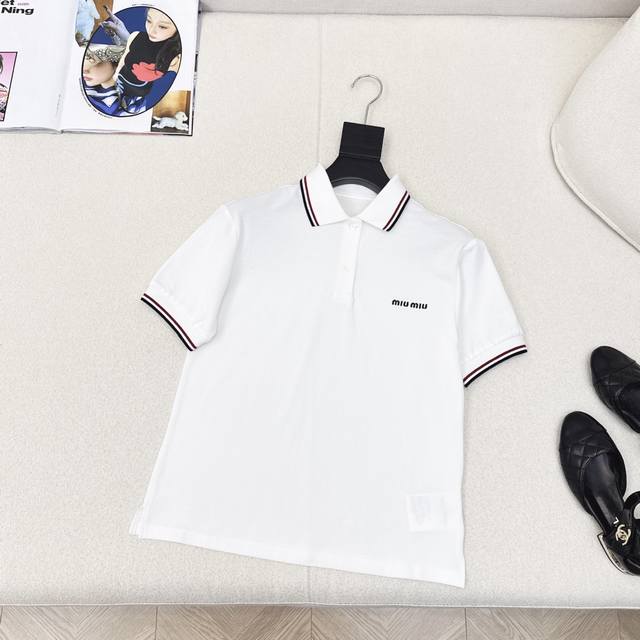 Age-reducing college style Miu 25Ss embroidery latest model Logo embroidery lape