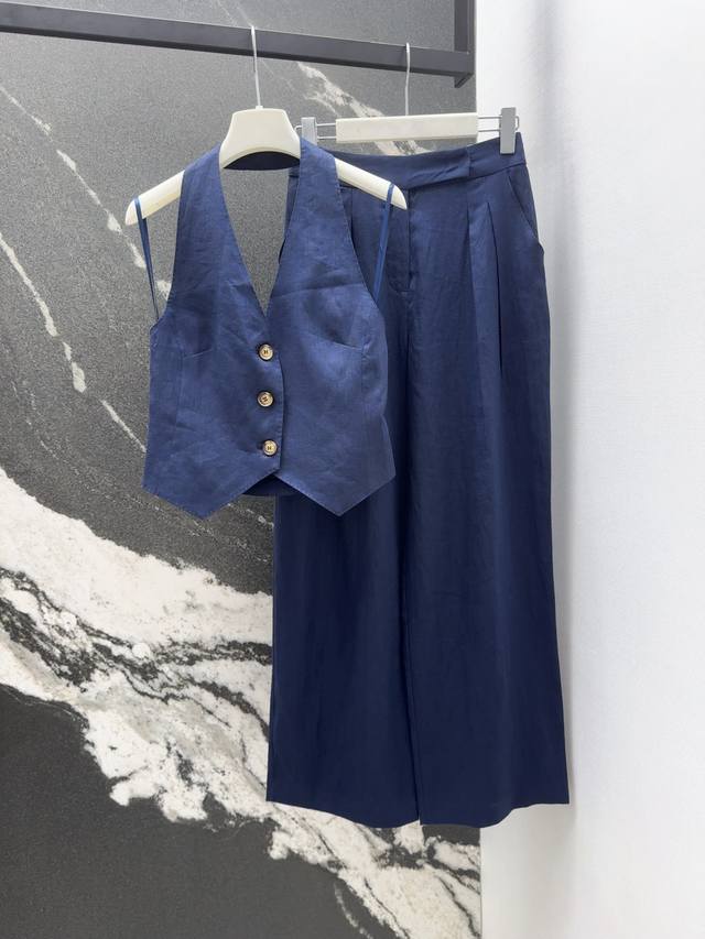 Max 25Ss New arrival in spring and summer Retro style linen vest with open stitc