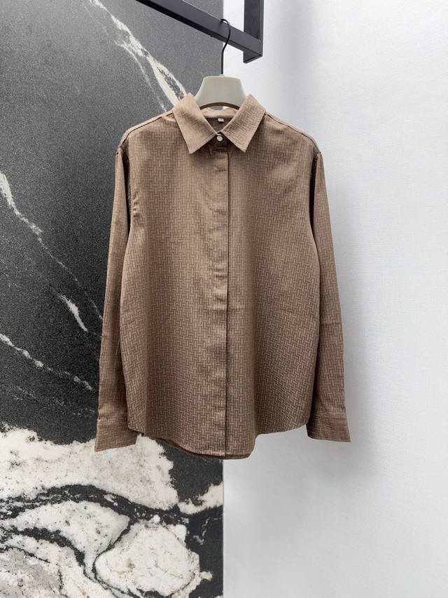 Her 25Ss New product for early spring H dark pattern jacquard lapel shirt Hook p
