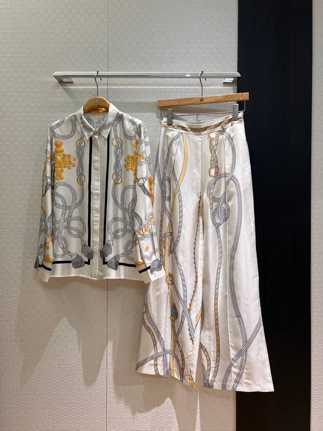 shirt pants New style positioning printed silk twill shirt positioning flower si