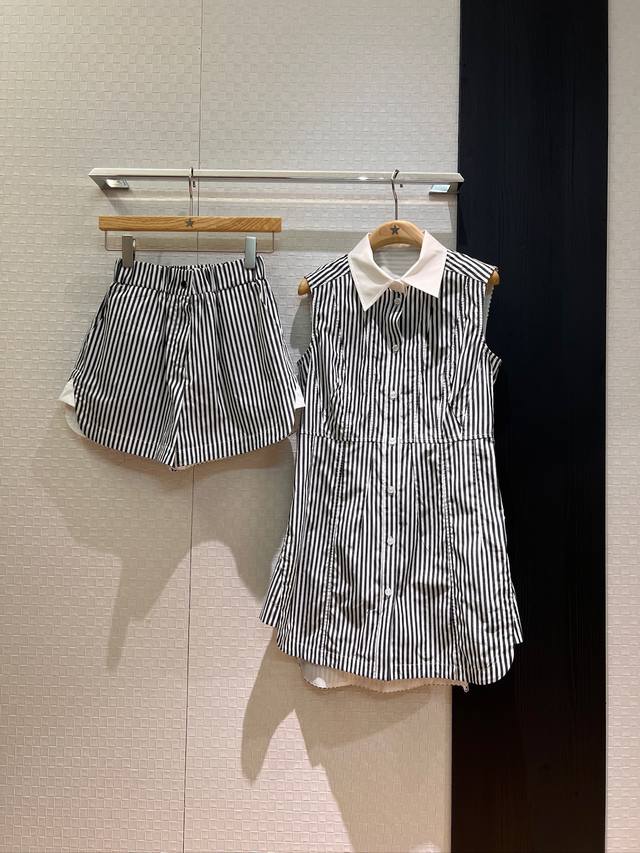 New arrival white collar striped suit sleeveless waisted mid-length top vest ski