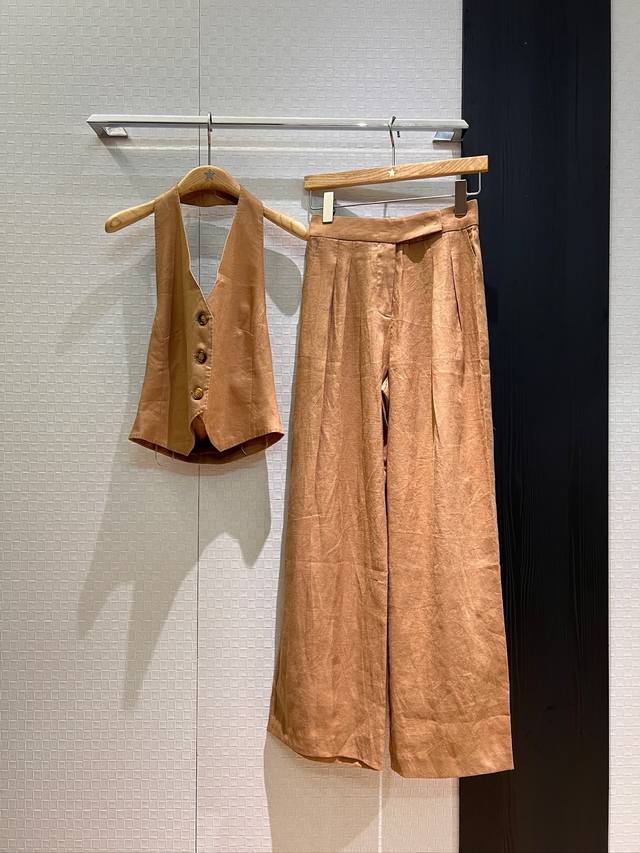 New arrival Haiqing same style Lao Qian three-piece suit linen halter neck desig