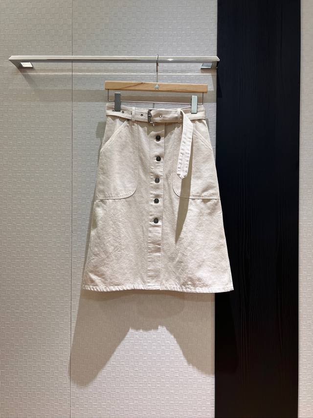 New model recommended Old flower lining printed button design denim skirt with b