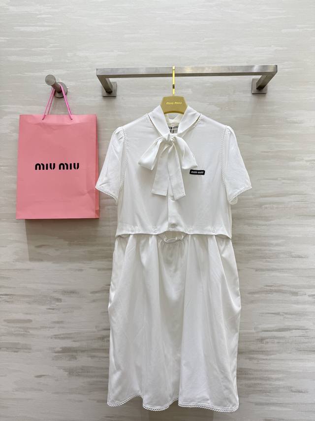 Miumi2 new detachable three-piece dress detachable scarf-style ribbon design emb