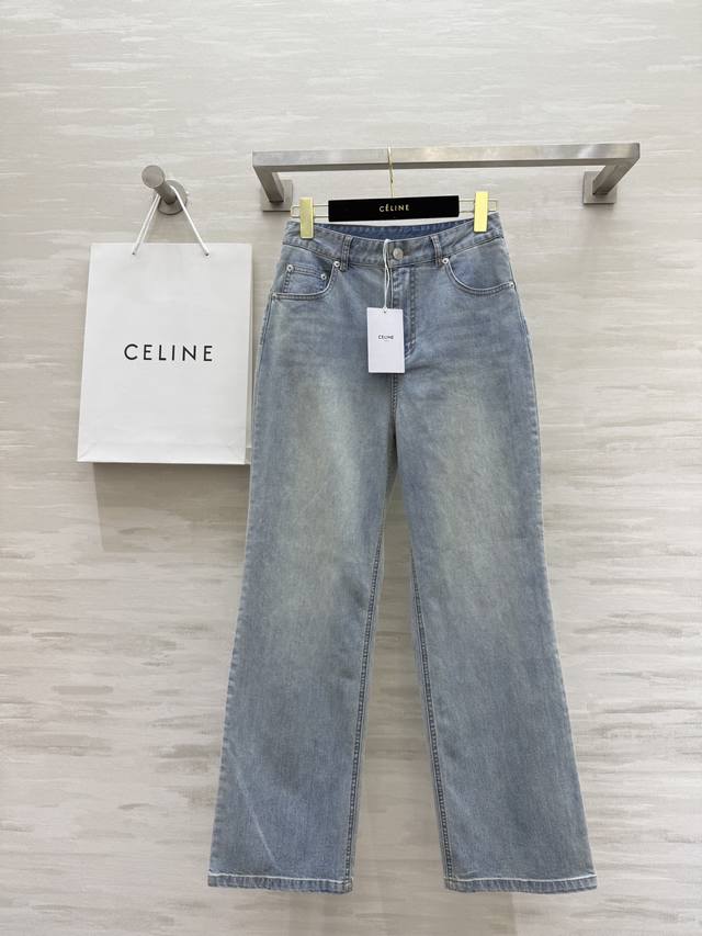 Celi2 new contrast color pocket straight jeans Three-dimensional tailoring is no