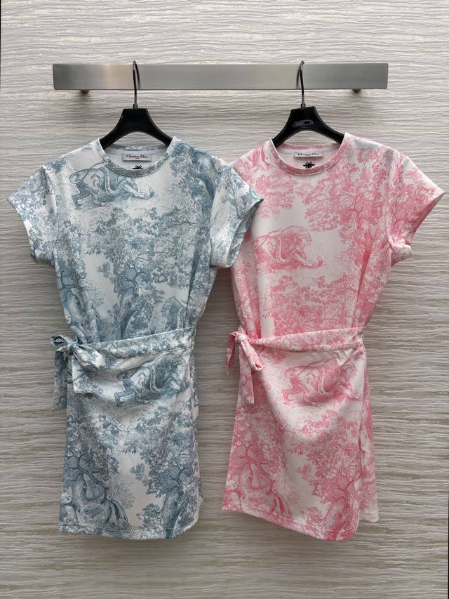 D's 25 spring and summer animal jungle print round neck T-shirt dress classic sm