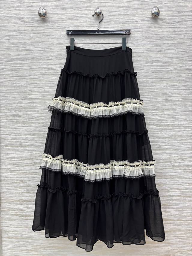 D's 25 new mesh cake long skirt high waist A-line cake tutu skirt contrasting de