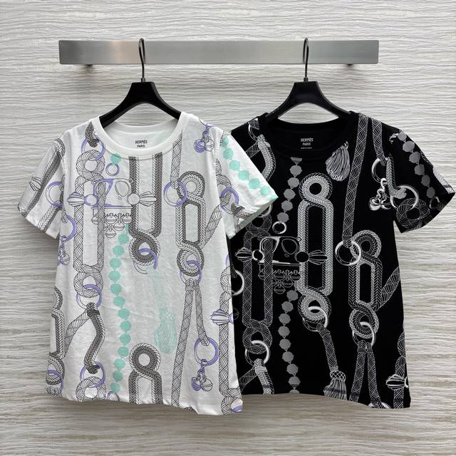 H's 25 new summer chain print round neck sleeveless T-shirt loose casual vest wi