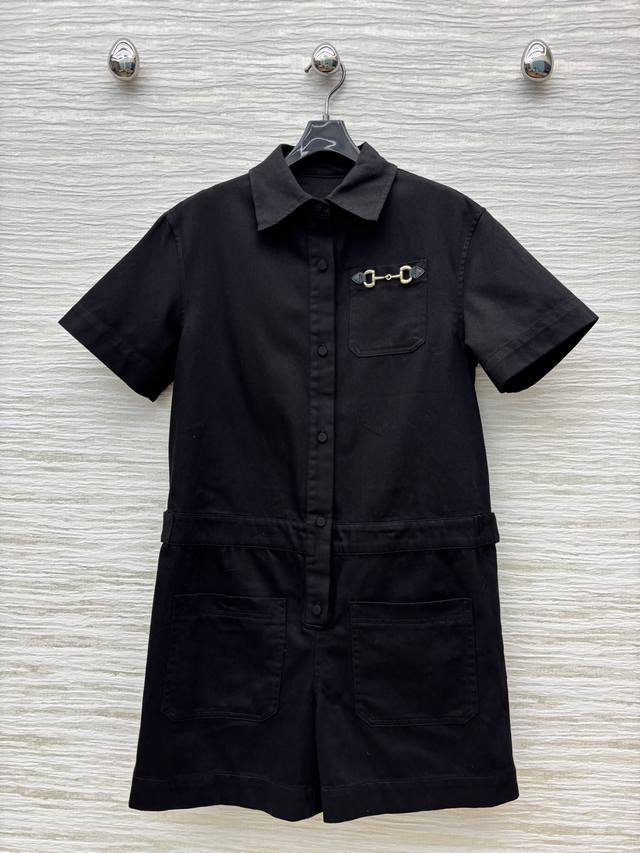 G home 25 early autumn new style horse oblique button decorated jumpsuit lapel b