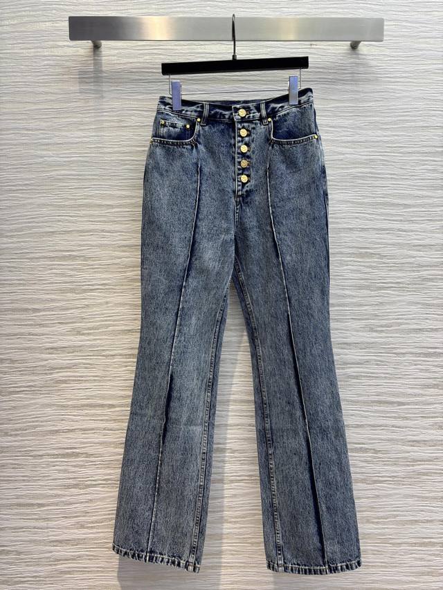 Sch's 25 spring and summer new style special-shaped button flared jeans. The uni
