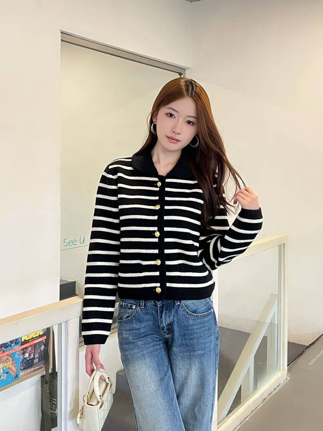 New Celin*2025 Early Autumn new knitted long-sleeved lapel jacket, high-end and