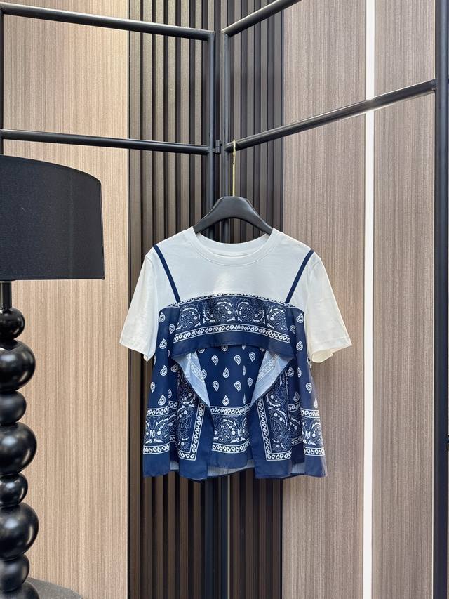 Sacai 2025 new products are on sale. Sacai style round neck suspenders printed s