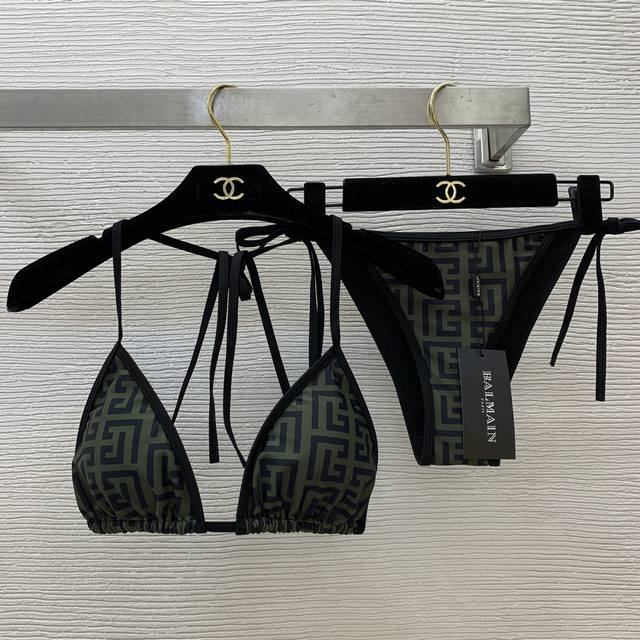 Balmai* new monogram maze print sexy bikini swimsuit with padded drawstring cup