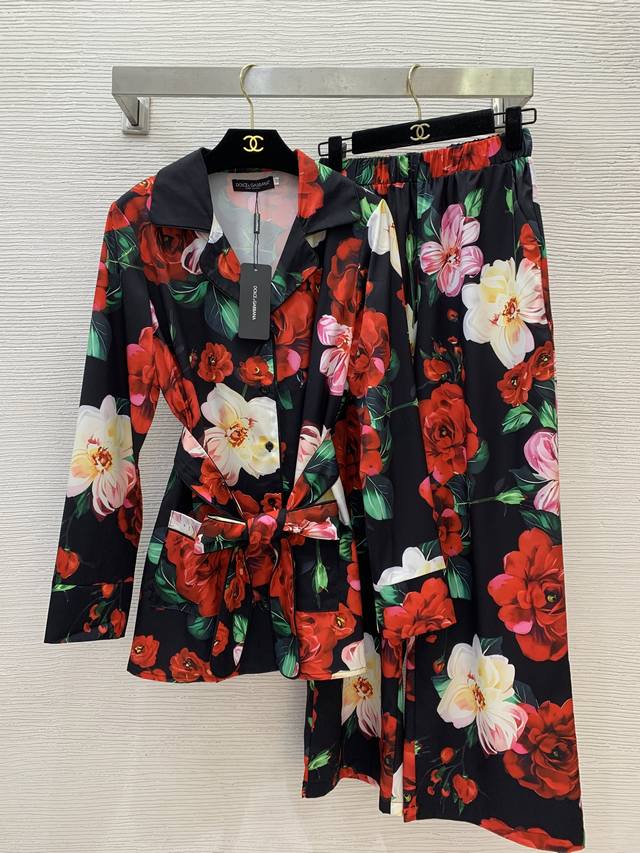 Dolce & Gabbana Dg* new hot style red flower and green leaf print pajamas style