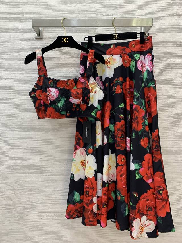 Dolce & Gabbana Dg* new hot style flower green leaf print holiday style two-piec