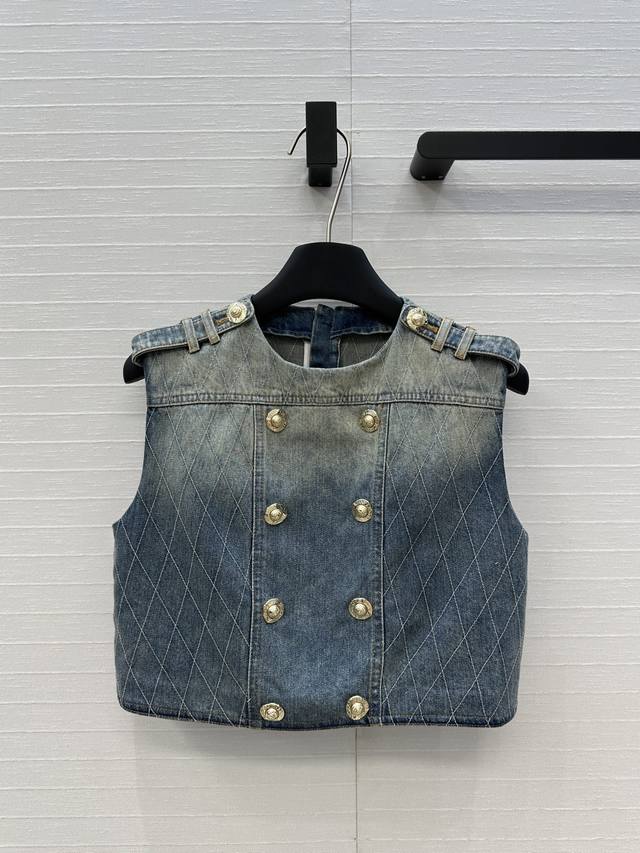 High-end quality Ba*M*25Ss new product, diamond quilting denim vest with three-d