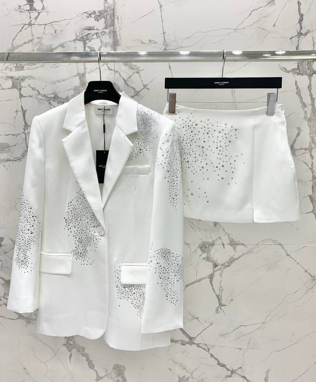 Shengjia2 new acetate satin fabric loose version heavy star hot diamond high-end