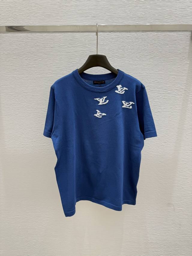 L's new summer round neck knitted short sleeves Color: Blue Size: 36.38.40
