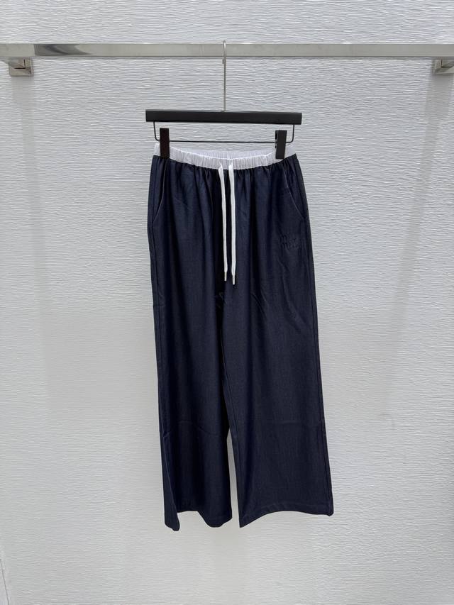 M's new summer strappy knitted trousers Color: Blue Size: 36.38.40