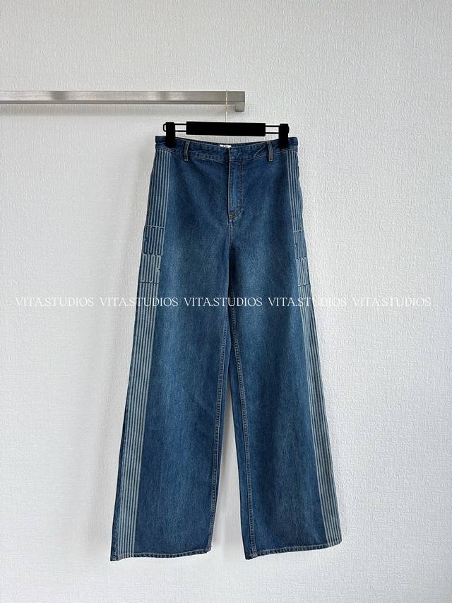 New product pre-sale wide-leg jeans uses 100% cotton classic denim blue, which i