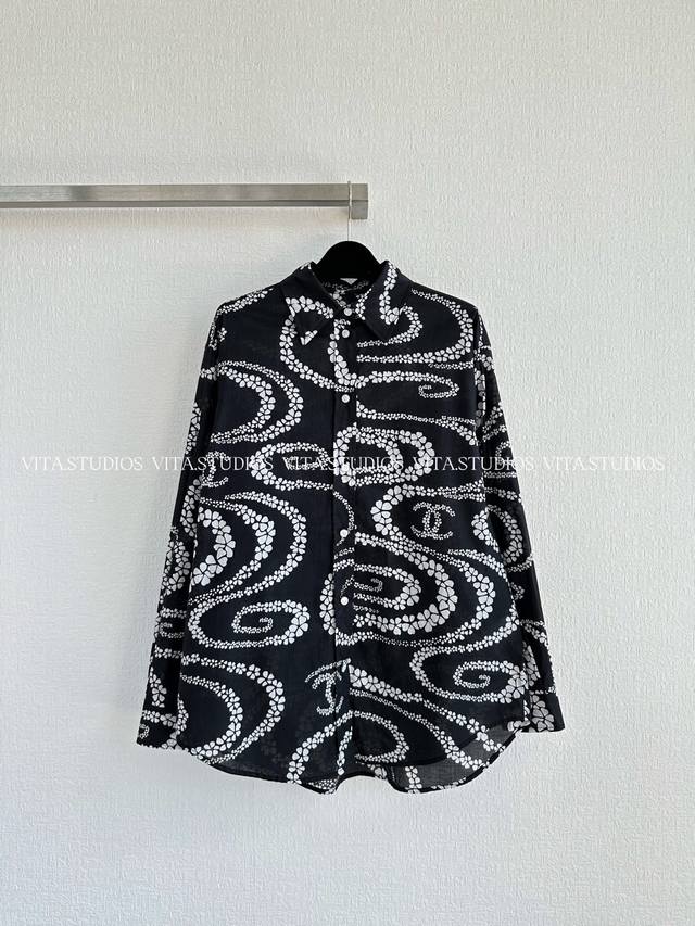 Popular item, small quantity in stock Water pattern long-sleeved shirt High-end
