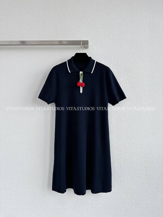 New product pre-sale Red cherry pendant Polo dress Sun Li's same style Made of c