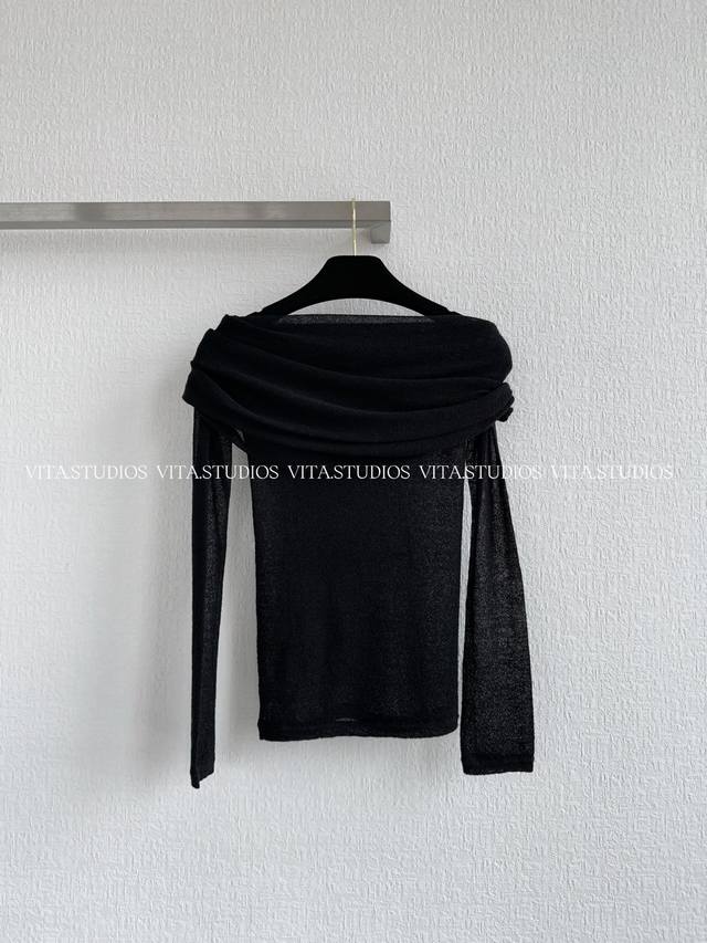 New product pre-sale One-shoulder slim-fit draped sweater Made of lightweight bl