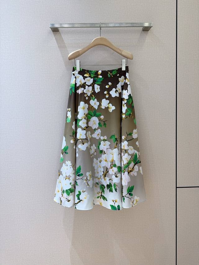 Oscar De La R*E*N*T*A2025 new product Medium-length high-waist printed skirt, ma
