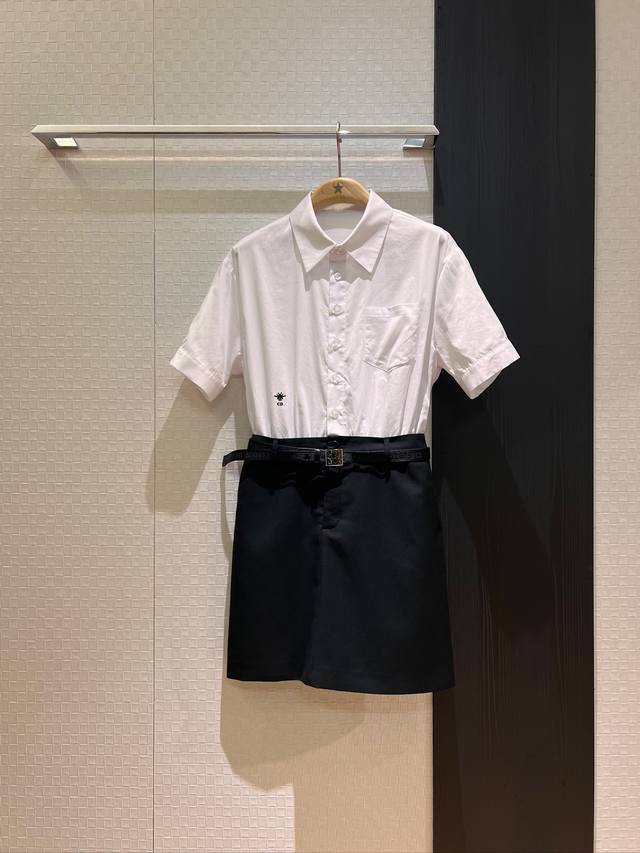 New arrival fake two-piece design short-sleeved shirt dress one-piece dress cont