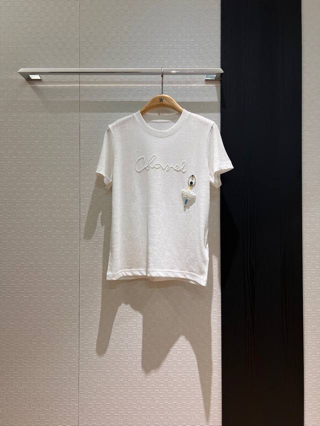 New Heavy Beading Logo Letter Cute T-shirt Three-dimensional Rhinestone Sequin S