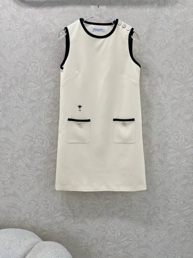 Dio*25 New contrast color vest dress Shoulder buckle design Customized five-poin