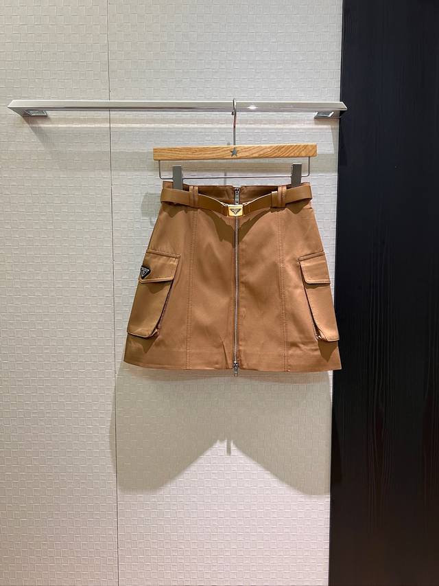 New recommended triangular belt decoration double-head zipper A-line skirt two s