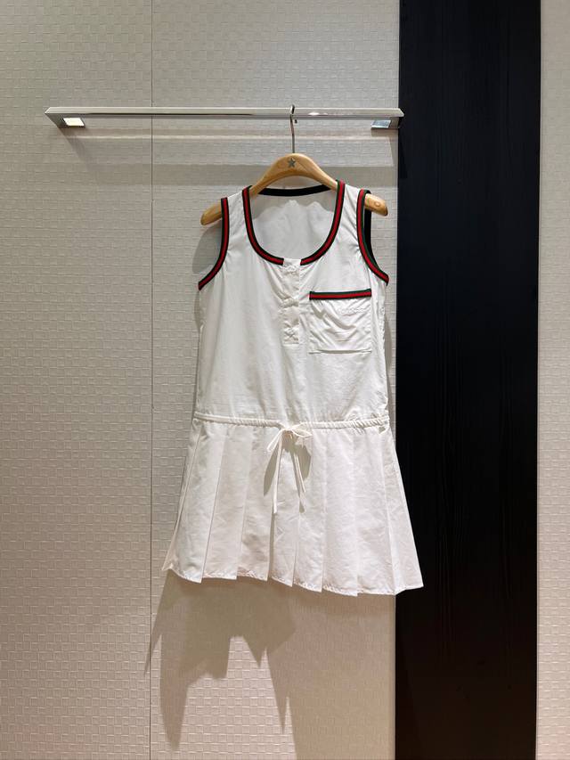 New classic red and green ribbon patchwork vest dress with pleated skirt waist d