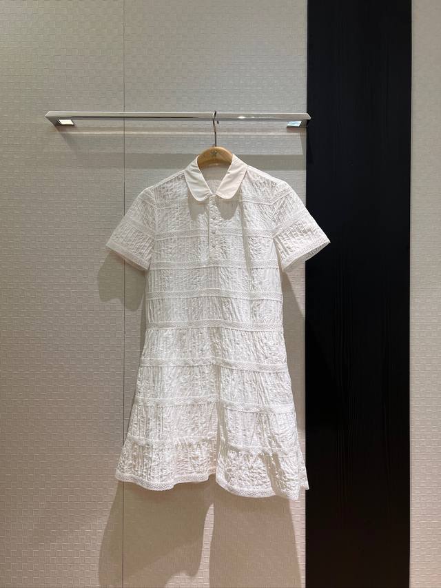 New Arc de Triomphe lace striped fabric doll collar dress waist version cute swe