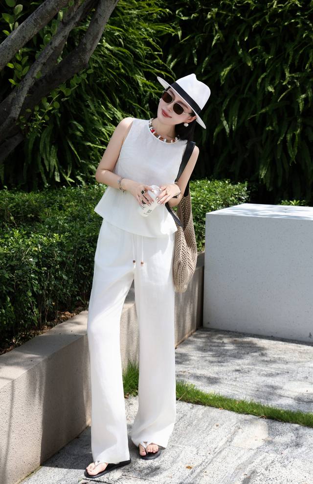 suit New hot style, linen suit, white green Smlxl